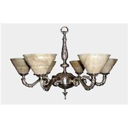 Cast Bronze and alabaster chandelier #1059936