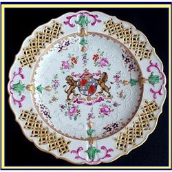 SAMSON ENAMEL OPENWORK ARMORIAL CABINET PLATE #1060062