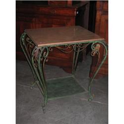 French wrought iron side table with marble top #1060081