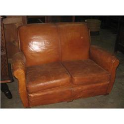 French leather club loveseat c.1930 #1060082