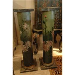 Pair of painted columns with chinoiserie #1060109