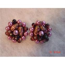 Japan Purple Fushia Glass Earrings Lampworked#1086525
