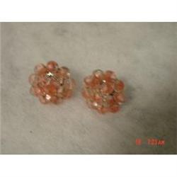 VOGUE Pink faceted crystal glass earrings  #1086528