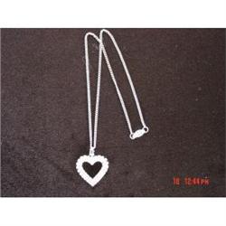 Vintage Clear Rhinestone Heart Pendant Necklace#1086538