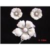 Sarah Coventry White Enamel Flower Set Brooch #1086551