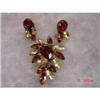 Image 1 : Topaz Marquise Rhinestone Brooch Earrings Set #1086560