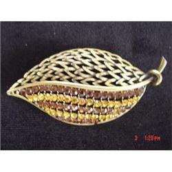 JJ's 67 Topaz Citrine Rhinestone Brooch Pin #1086577