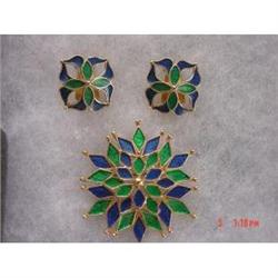 FLORENZA ORENA Paris Enamel Brooch Earrings #1086578