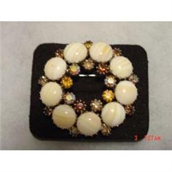 1950s Orange Rhinestone WEISS Brooch Pin #1086596