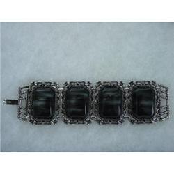 Black plastic  thermoset  Rhodium  Bracelet#1086674