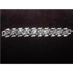 CORO Rhodium  Rhinestone Link Bracelet #1086694