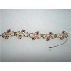 Amethyst Rhinestone CORO Link Bracelet #1086696