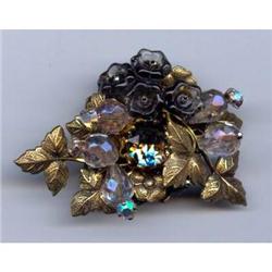 Designer Gray  Clear Crystal Brooch #1086699