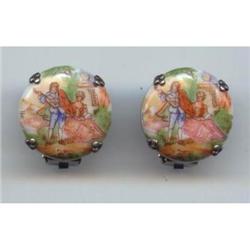  Porcelain Handpainted Courting Couple Earrings#1086700