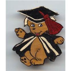  Hand Painted Wood Graduate Bear Brooch #1086704