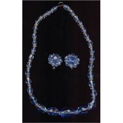 Faceted Blue Crystal Necklace Earrings Set #1086708