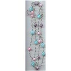 Pink Blue Crystal Necklace Art Deco 52 inches #1086728
