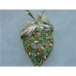  CORO Multicolored Rhinestone Acorn Brooch or #1086747