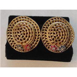  CINER Multicolored rhinestone Earrings 1920s #1086757