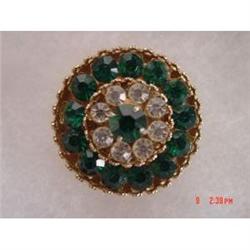 1940-1960s CORO Green Clear Rhinestone Brooch#1086773