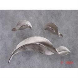 Vintage Trifari Silver Brooch Earrings Set #1086781
