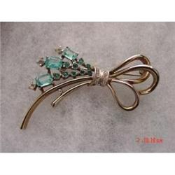 ART DECO TRIFARI Blue Clear Rhinestone Brooch #1086793