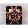 Image 1 : Vintage Enamel Red Rhinestone Cross Brooch#1086822