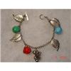 Image 1 : Jade Carnelian Silver Charm Bracelet Vintage #1086901