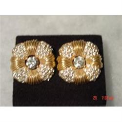 Halbe Gold Rhinestone Earrings Art Deco #1086925