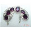 Image 1 : Art Deco Amethyst Rhinestone Brooch Trifari #1087025