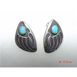 Estate  Turquoise Sterling Earrings #1087057