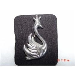Lang Sterling Swan Crown Brooch #1087060