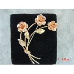 Krementz Yellow Gold floral Brooch #1087302