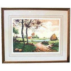 ORIGINAL FRENCH COUNTRYSIDE ETCHING SIGNED #1087793