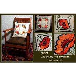 ARTS & CRAFTS MISSION EMBROIDERED POPPY PILLOW #1087827