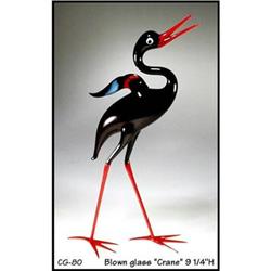 CZECH HOLLOW BLOWN GLASS CRANE FIGURINE / CG080#1087829