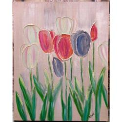 ORIG IMPRESSIONIST-STYLE PAINTING OF TULIPS #1088115