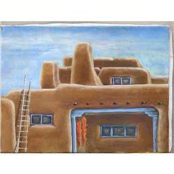 ORIG PAINTING OF SOUTHWEST ADOBE HOUSES #1088126
