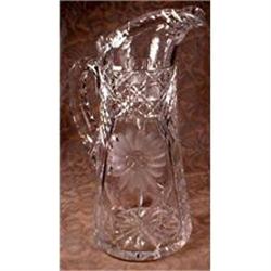 Cut Glass PITCHER Daisy & Crossbars 11.25inch #1088474