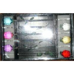 Long Stem Crystal Glass Roses Six Colors, Six #1088497