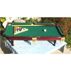 1950S CHILDS WOOD POOL TABLE W/ RACK AND CUE #1088952