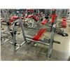 Image 2 : STAR TRAC RED & GREY FLAT FREE WEIGHT BENCH PRESS WITH RACK