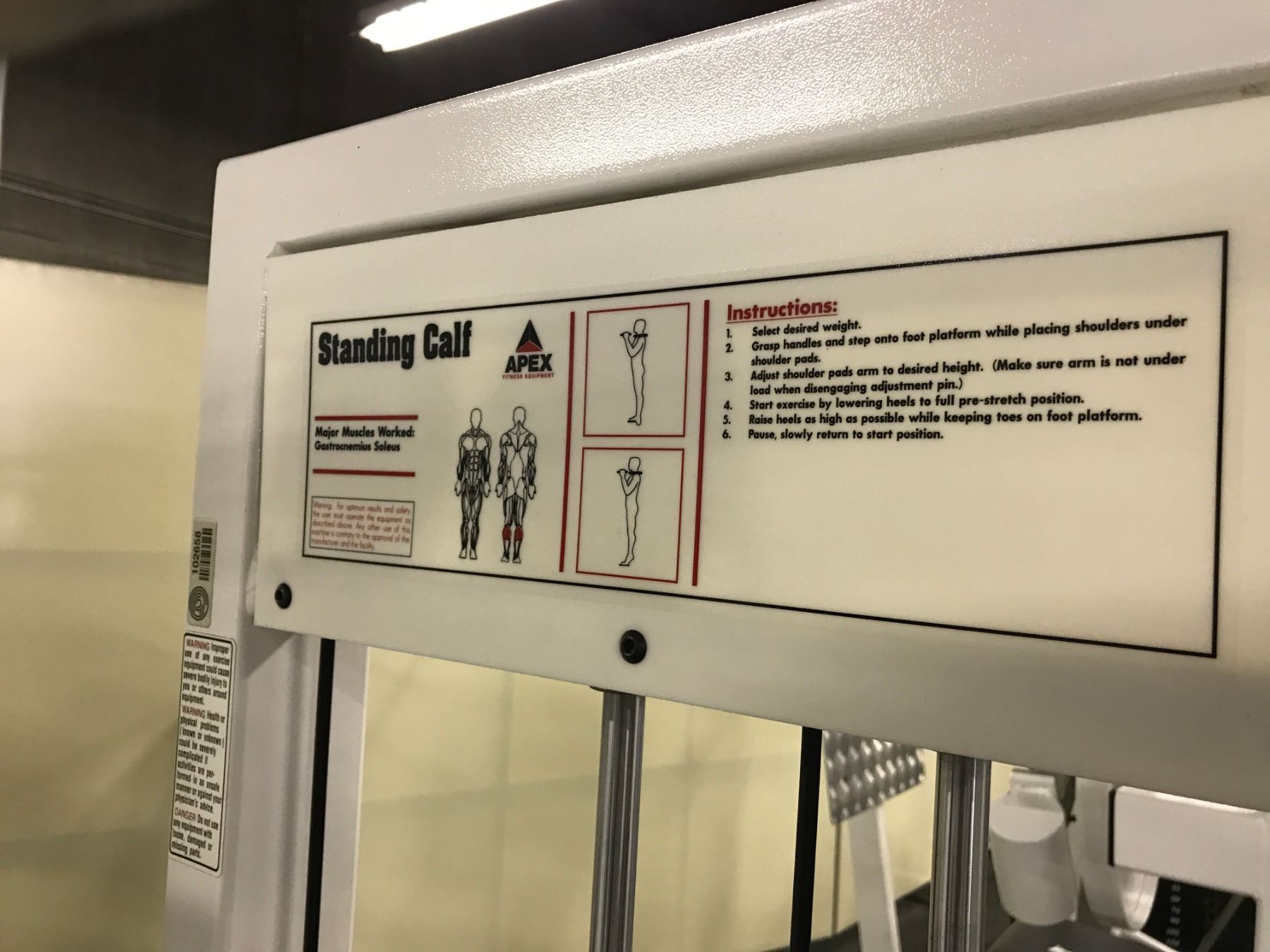 WHITE APEX STANDING CALF RAISE EXERCISE MACHINE