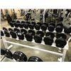 Image 2 : 2 WHITE COMMERCIAL DUMBELL RACKS WITH VANCO RUBBER COATED 10LBS - 50LBS DUMBELL SET ( 18 DUMBELLS )
