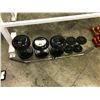 Image 2 : 5 ASSORTED COMMERCIAL RUBBER COATED DUMBELLS & CABLE PULL BAR