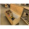 Image 1 : WOODEN MOBILE CART CONTAINING ; ELECTRIC & ELECTRONIC CONTENTS 52'X21"X26"