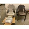 Image 1 : 4 PLASTIC CHAIRS & BOX OF SANITIZER WITH DISPENSERS & MORE