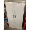 Image 1 : WHITE METAL 2 DOOR CABINET 65"H X 18"D X 36"W INCLUDES GRINDING DISCS, FLAT DISCS, SAND PAPER &