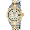 Image 2 : Rolex Ladies 2 Tone 14K MOP Emerald & Pyramid Diamond Diamond Datejust Wriswatch