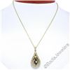 Image 3 : 14kt Yellow Gold 1.22 ctw Diamond and Sapphire Tear Drop Dangle Pendant Necklace